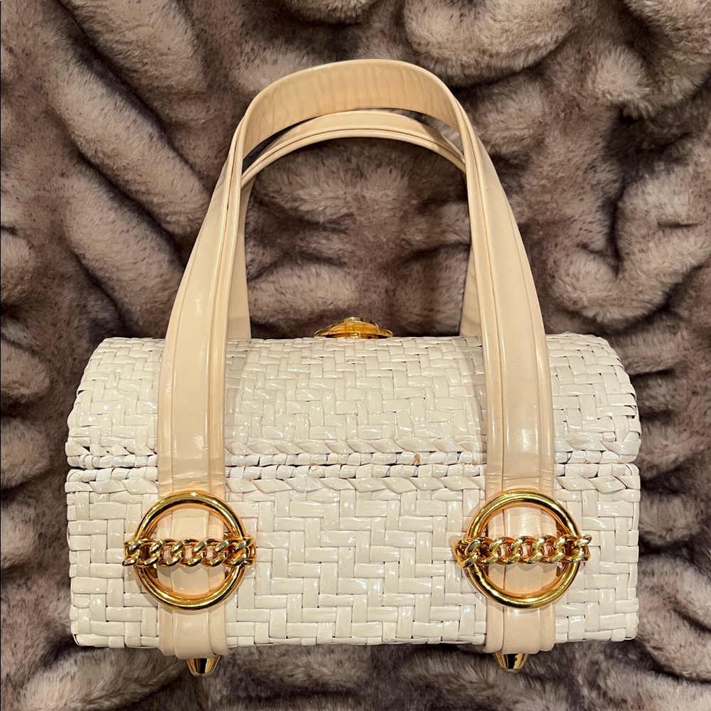 VTG 1960s Rodo Lacquered Wicker handbag made in Italy